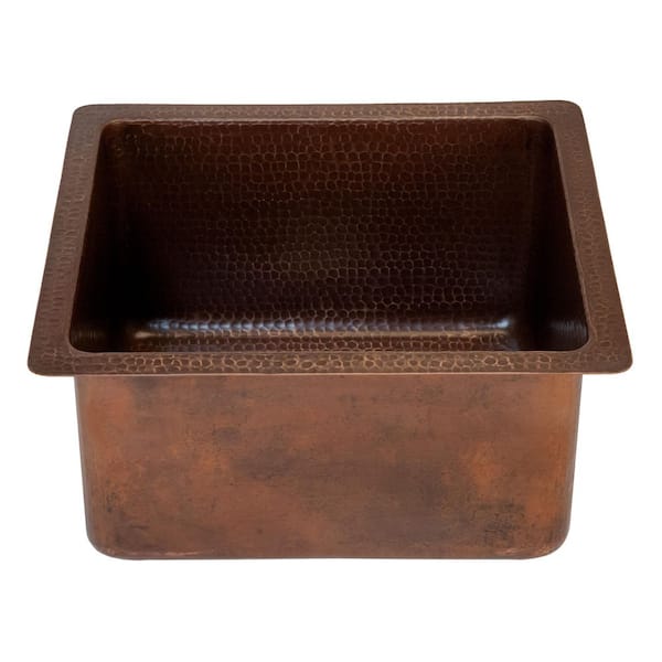 Bronze 14 Gauge Copper 16 in. Dual Mount Bar Sink
