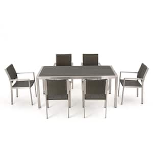 Cape Coral Gray 7-Piece Aluminum Outdoor Dining Set with Grey Plastic Top