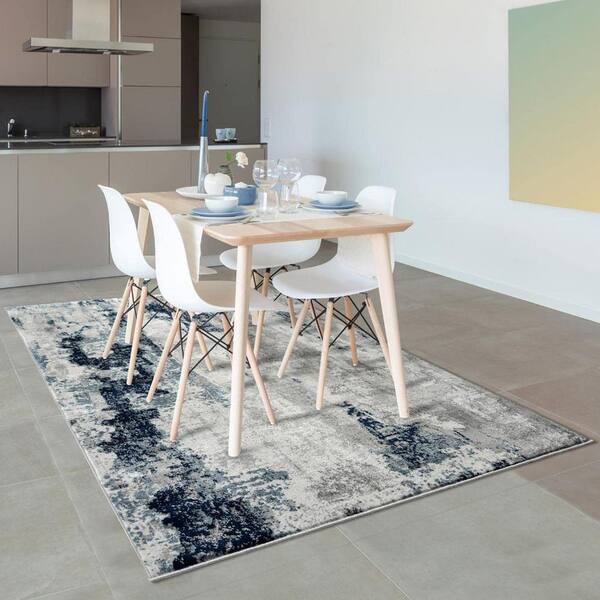 Blue 5 ft. x 7 ft. Abstract Indoor/Outdoor Polypropylene Area Rug