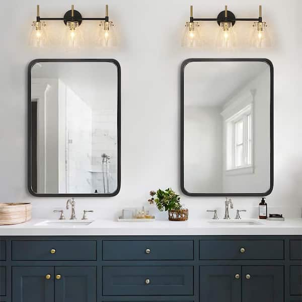 sociophil　nova3 Y'INSP Nova Glow 21.7 in. 3-Light Industrial Black Golden Bathroom