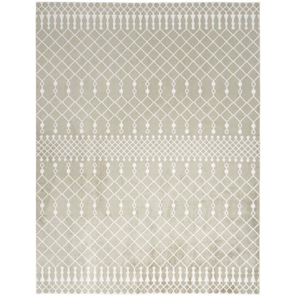 Nourison Astra Machine Washable Sage 9 ft. x 12 ft. Moroccan Transitional Area Rug