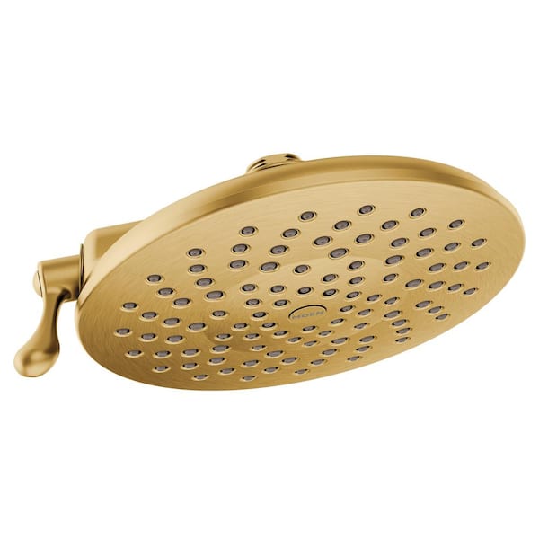MOEN Velocity 2-Spray 8 in. Single Wall Mount Fixed Adjustable Spray Shower Head in Brushed Gold