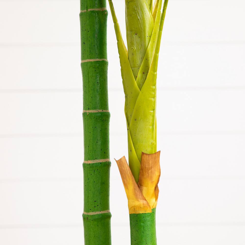 8-Foot Green Silk Golden Cane Palm Artificial Tree
