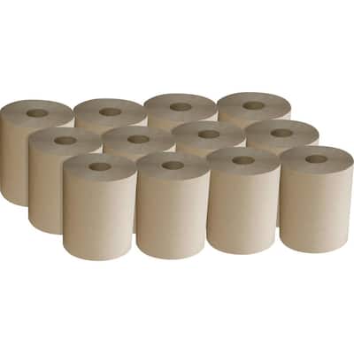 600 ft. L Natural 100% Recycled Paper Towel Roll (12-Rolls per Pack)