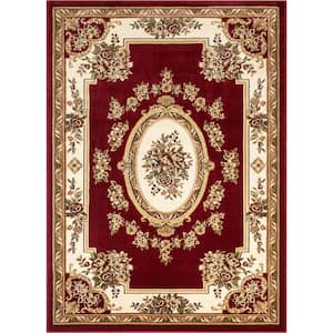 Timeless Le Petit Palais Red 9 ft. x 13 ft. Traditional Area Rug