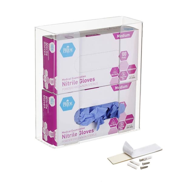 Double Box Capacity Wall Mount Acrylic Glove Box Dispenser