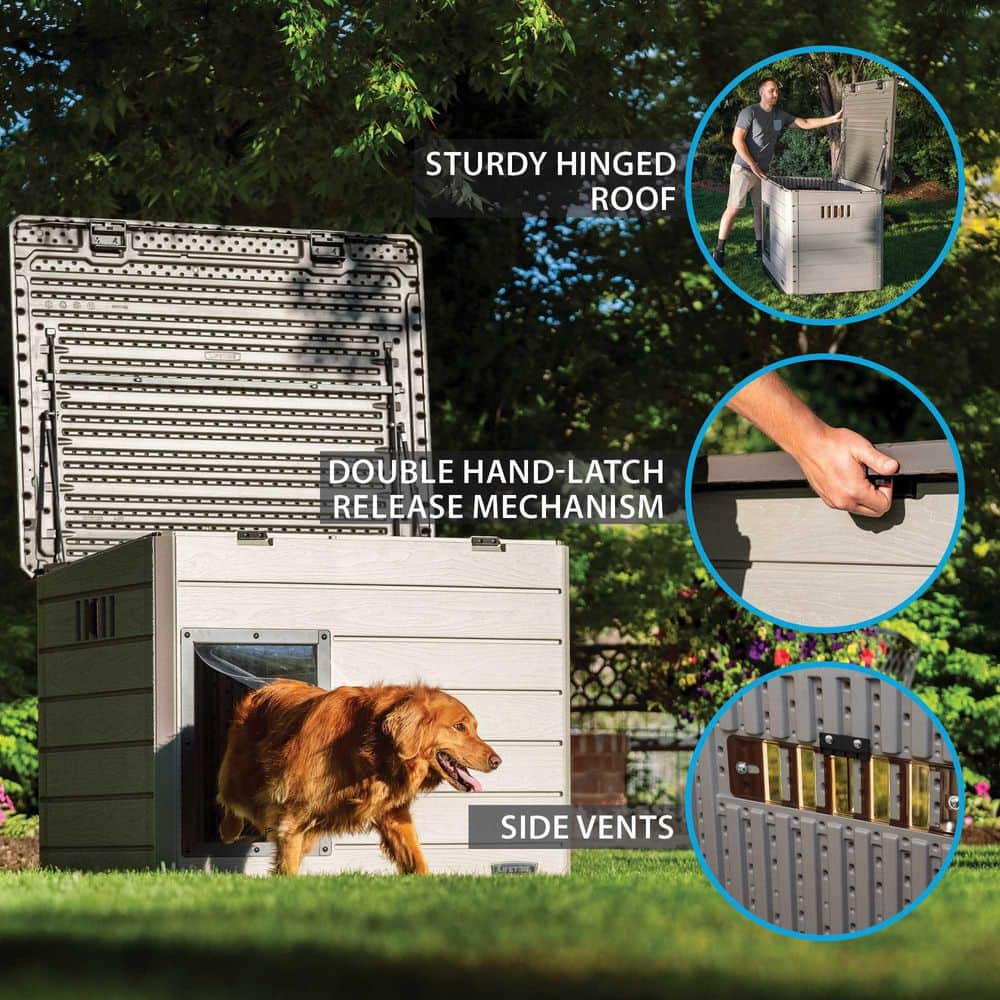 Lifetime Deluxe Beige and Gray HDPE Large Dog House