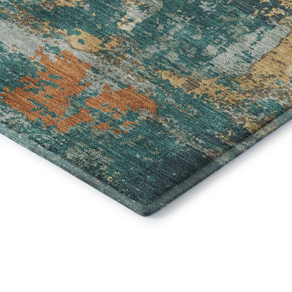 Mayfield Premium Machine Washable Abstract AMF2212 Seafoam 10 ft. x 14 ft. Area Rug