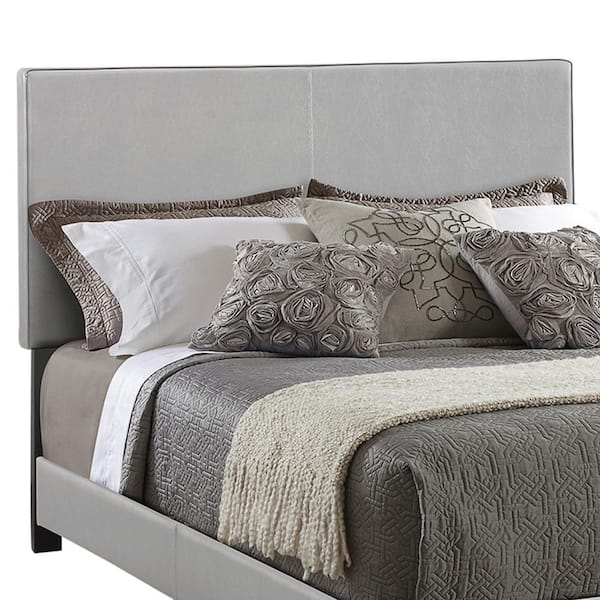 Benjara Gray Leather Upholstered Queen, Tall Queen Size Platform Bed Frame