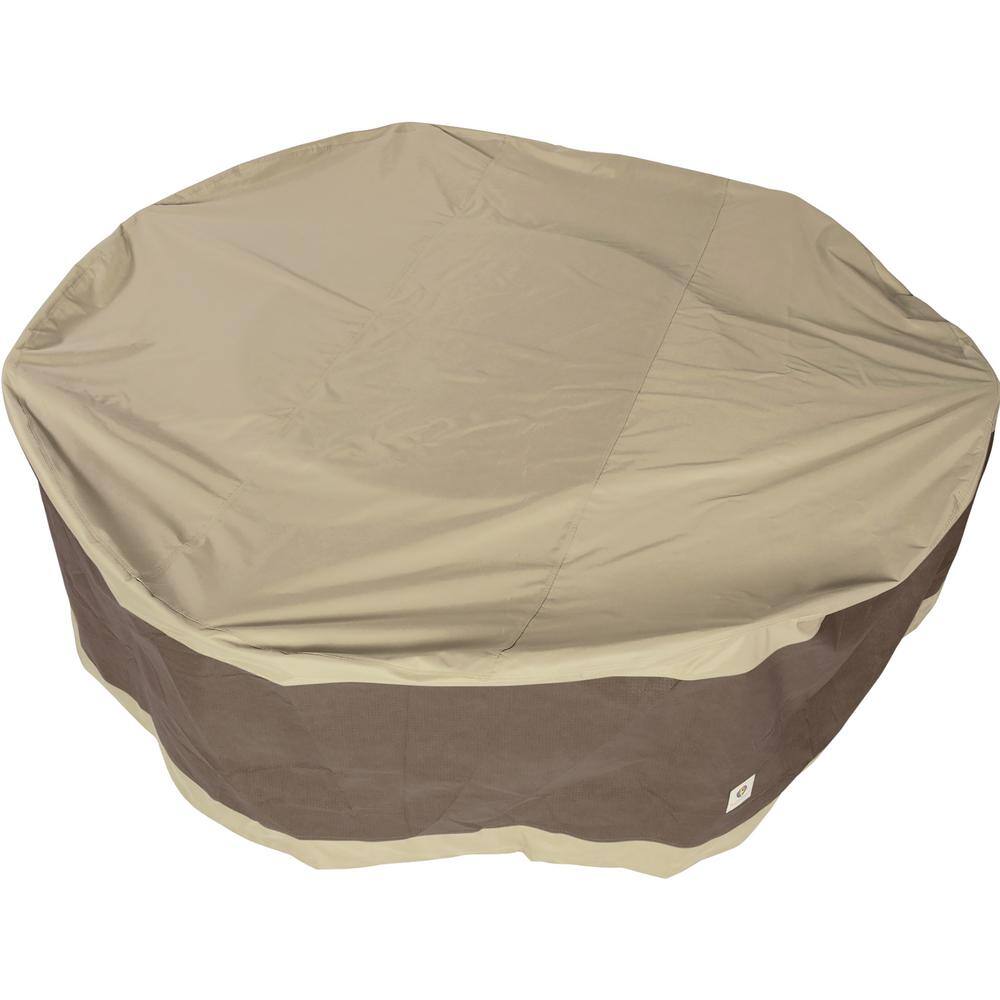 Elegant Tan Olefin Round Patio Table & Chair Set Cover, 108 Inch