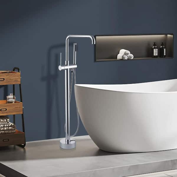 Satico Single-Handle Freestanding Tub Faucet with Hand Shower in Chrome