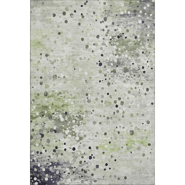 Mayfield Premium Machine Washable Abstract AMF2007 Aloe 10 ft. x 14 ft. Area Rug