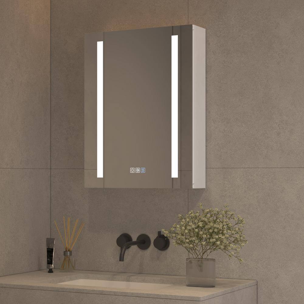 Modern 20 in. W x 26 in. H Rectangular Aluminum Medicine Cabinet with Mirro