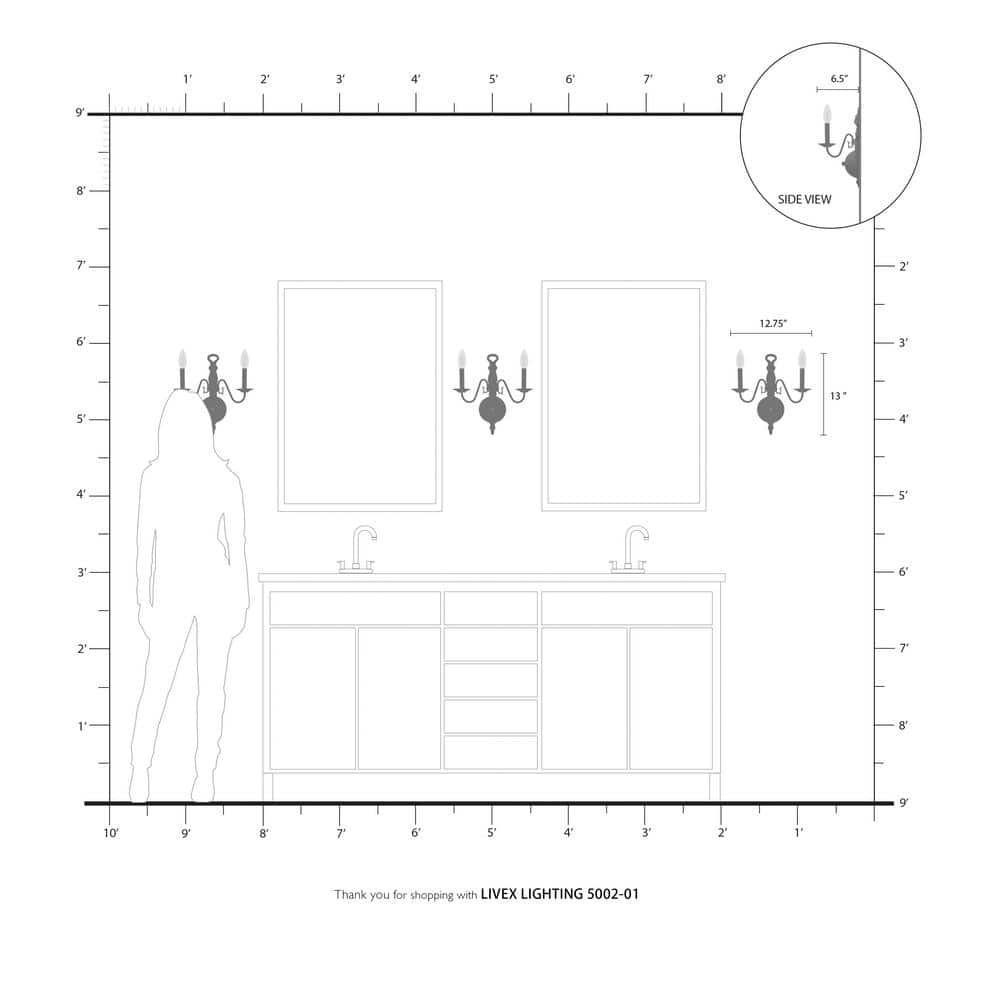 Williamsburgh Antique Brass 2-Light Dimmable Wall Sconce