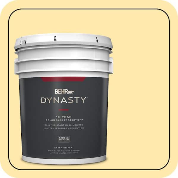 BEHR DYNASTY 5 gal. #360A-3 Banana Split Flat Exterior Stain-Blocking Paint & Primer