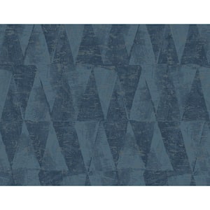 Geo Triangles Blue Paper Non Pasted Strippable Wallpaper Roll (Cover 60.75 sq. ft.)