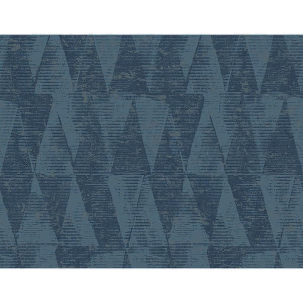 CASA MIA Geo Triangles Blue Paper Non Pasted Strippable Wallpaper Roll (Cover 60.75 sq. ft.)