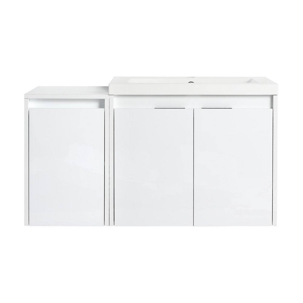 36 in. Wall-Mounted Glossy White Bath Vanity with White Cultured Marble Top and 1-Side Cabinet Unassembled price history on PriceWatchPro