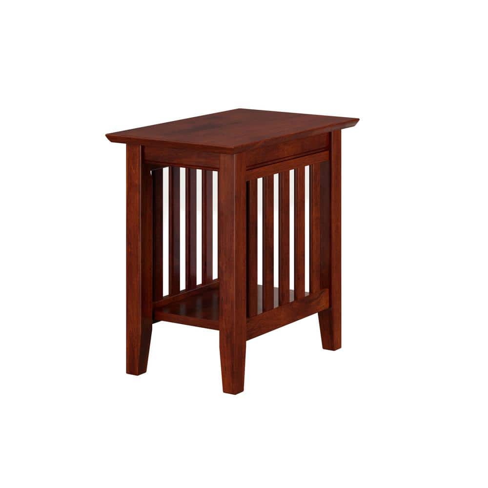 Mission Style Walnut Wood Rectangular End Table Set