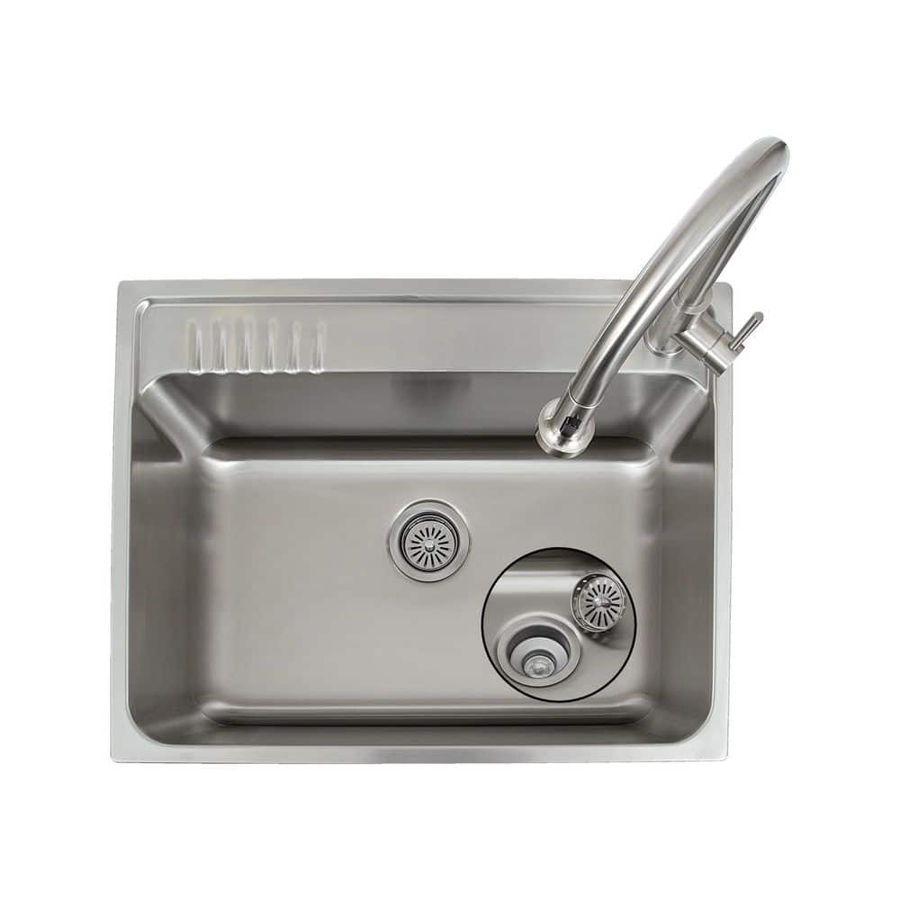 24.1" Stainless Steel Freestanding Laundry Sink with Faucet