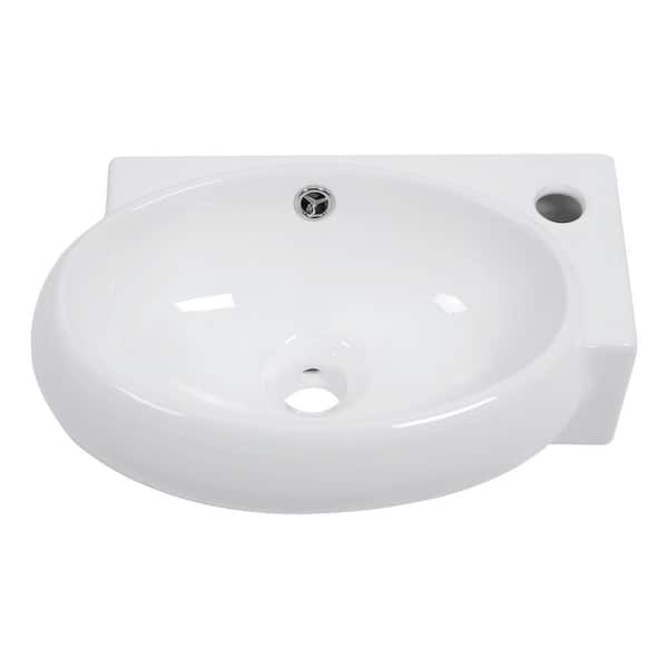 4.92 in. Ceramic Wall-Mounted Oval Bathroom Sink in White