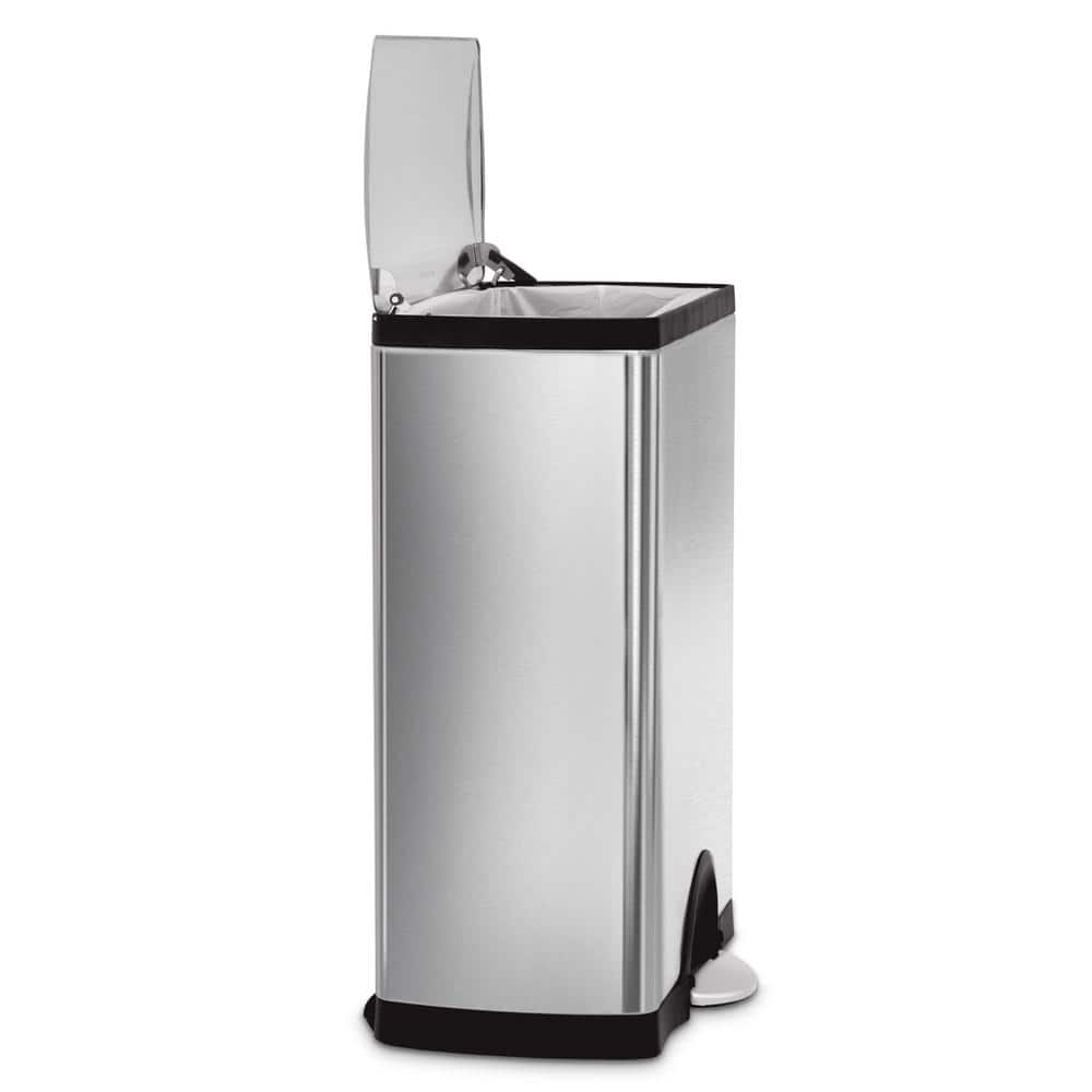 Brushed Stainless Steel 13 Gallon Rectangular Step Trash Can