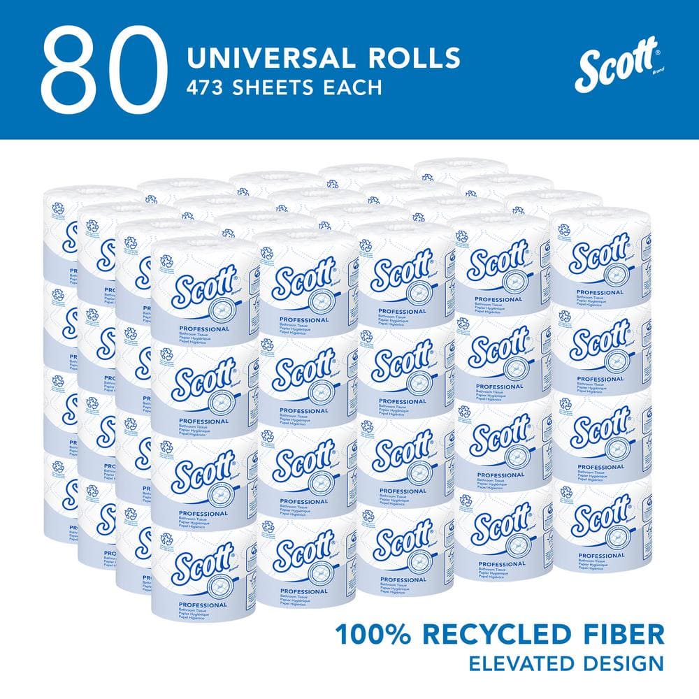 Scott Professional Essential 100% Recycled Fiber Bulk Toilet Paper for Business  White  KCC13217