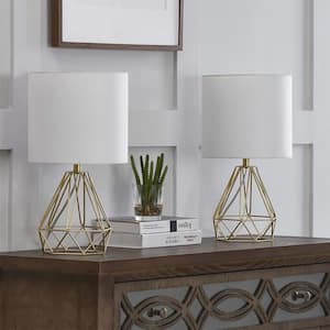 Detroit 20 .5 in. Gold Table Lamp with with White Shade (Set of 2)
