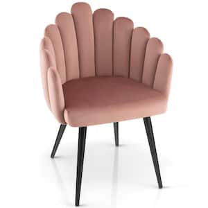 24.5 in. Pink Dining Chair Velvet Upholstered Modern Accent Arm Chair for Living Room, Bedroom