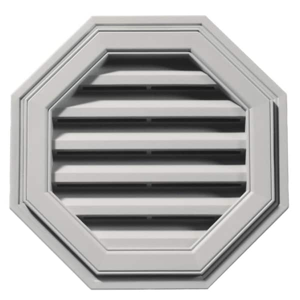 Builders Edge 18 in. x 18 in. Octagon Gray Plastic Built-in Screen Gable Louver Vent