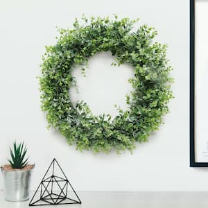 20 in. Frosted Green Artificial Spiral Eucalyptus Leaf Foliage Greenery Wreath
