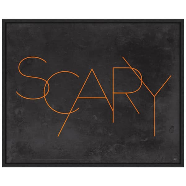 Amanti Art 16 in. x 19.62 in. Haunted V Scary Framed Halloween Holiday Canvas Wall Art