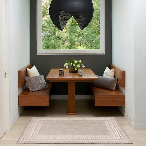 Horizon Indoor/Outdoor Grey 3 ft. x 5 ft. Bordered Contemporary Area Rug