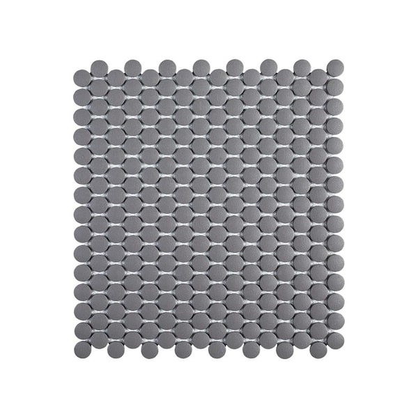 Jeffrey Court Thunderhead Gray 11.375 in. x 12.25 in. Penny Round Matte Porcelain Wall and Floor Mosaic Tile (14.51 sq. ft./Case)