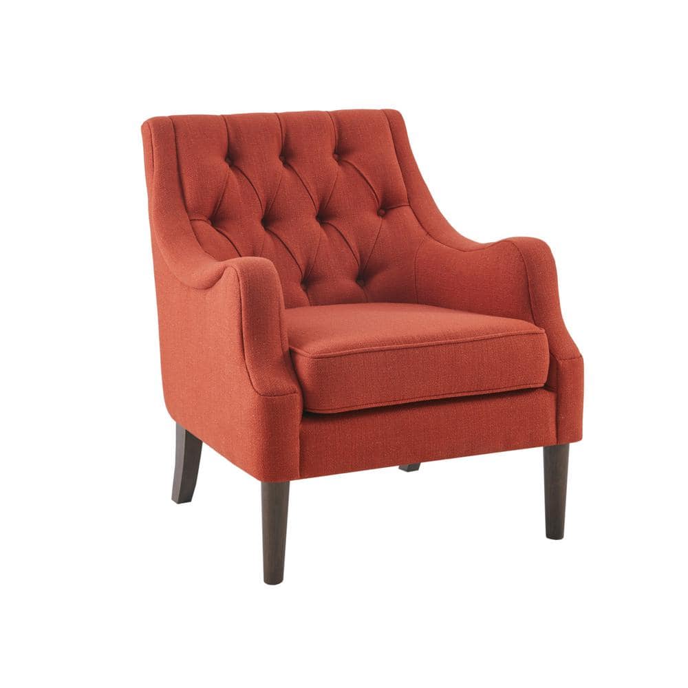 Elle Spice Tufted High-Curved Accent Chair with Dark Coffee Legs