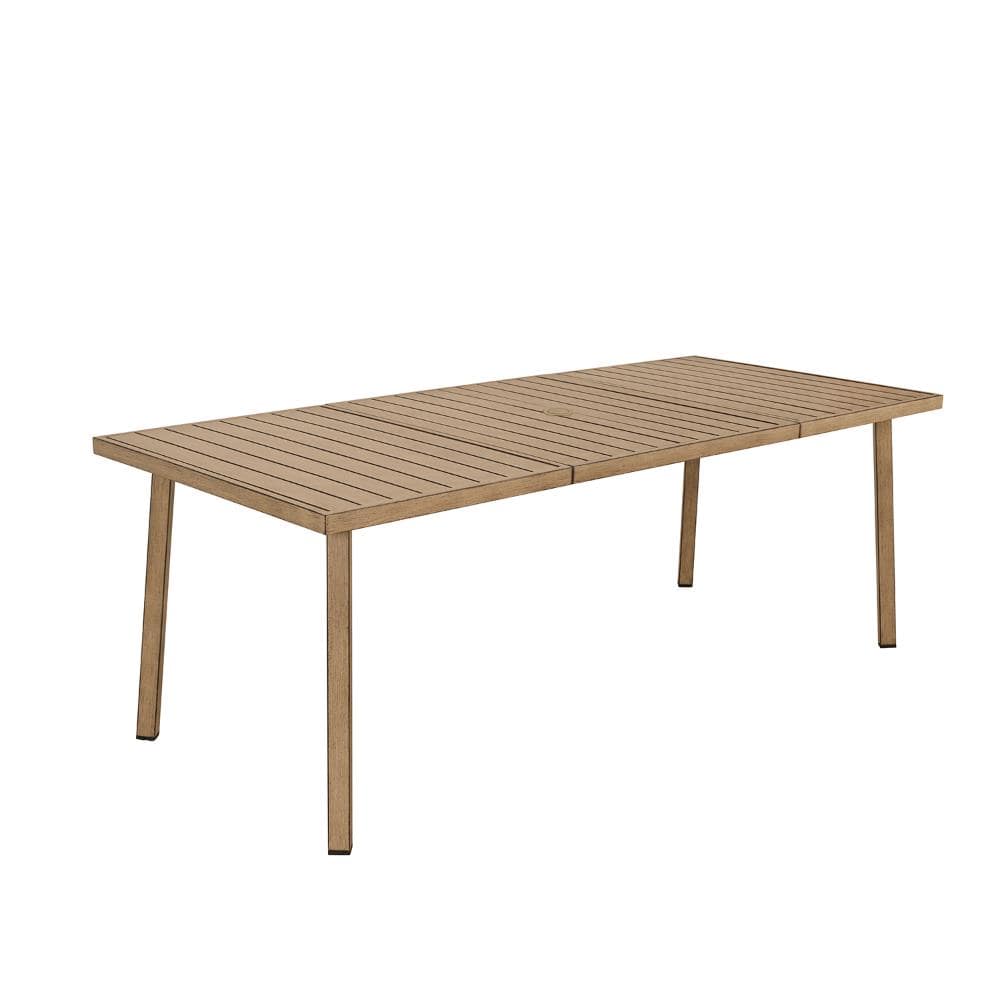 81.95. Rectangular Aluminum Patio Outdoor Dining Table with Umbrella Hole in Teak price history on PriceWatchPro