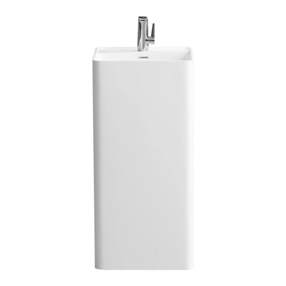 White Solid Surface Rectangular Vessel Sink with Wash Basin