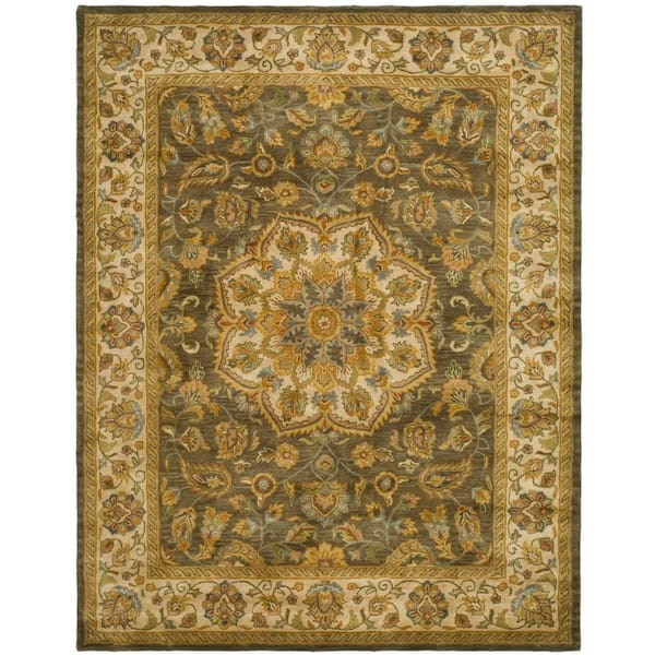 SAFAVIEH Heritage Green/Taupe 8 ft. x 10 ft. Border Area Rug