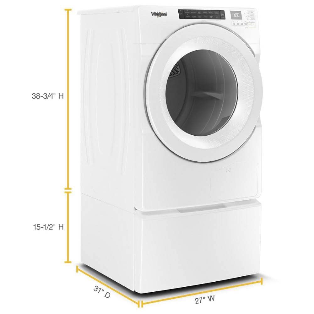 7.4 cu. ft. White Electric Front Load Dryer with Intuitive Controls
