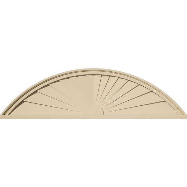 Ekena Millwork 48-in W x 13-in H x 2-in P Segment Arch Sunburst Signature Urethane Pediment, Primed Tan