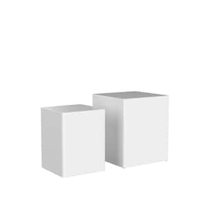 White MDF Square Outdoor Side Table (2-Piece)