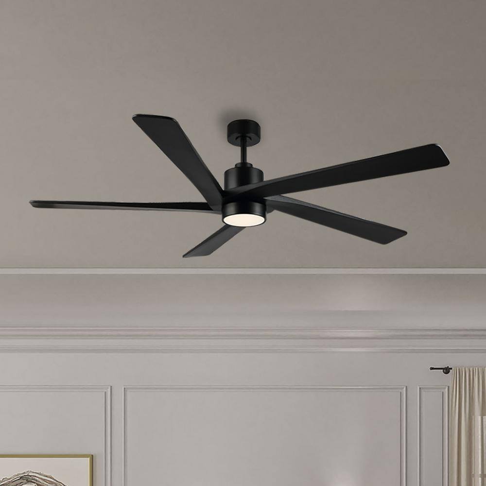 54" Matte Black Ceiling Fan with Light and Remote Control