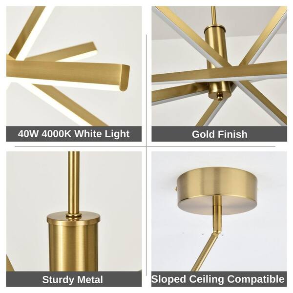 Henveton Kinlea 4 Light Integrated LED Golden Sputnik Modern