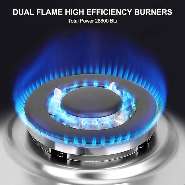 30 in. 5 Burners Recessed Gas Cooktop in Stainless Steel with Automatic Flame Out Protection and NG/LPG Convertible