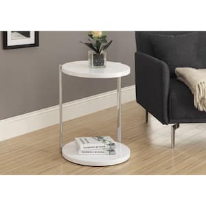 Monarch Specialties Bentwood White Glass Top End Table I 3017 - The ...