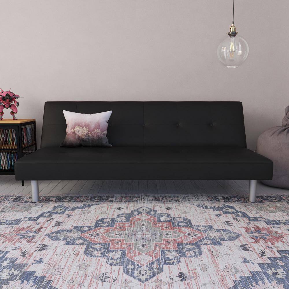 DHP Nina Black Faux Leather Upholstered Futon DE71952 The Home Depot