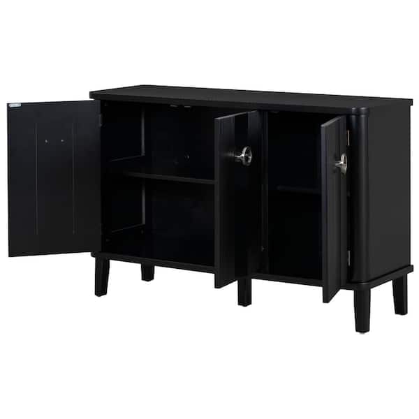 COWLOWN 47.2 in. W x 15.7 in. D x 31.8 in. H Bathroom Black Linen Cabinet
