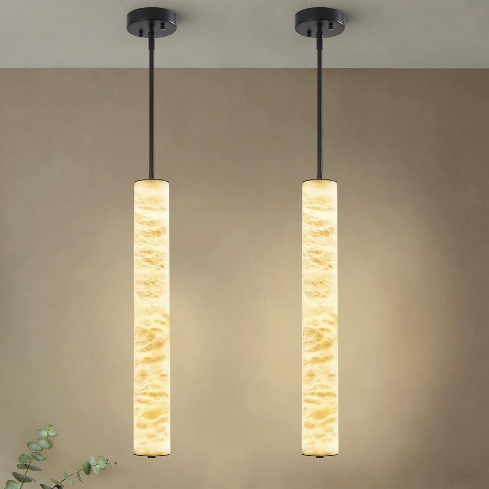 Home Lighting 14-Watt 1 Light Black Modern Adjustable Alabaster Integrated LED Pendant Lights for Kitchen Island M2-Pack price history on PriceWatchPro