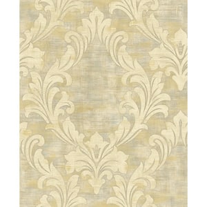 Kepler Damask Metallic Pearl and Gold Paper Strippable Roll (Covers 56 sq. ft.)