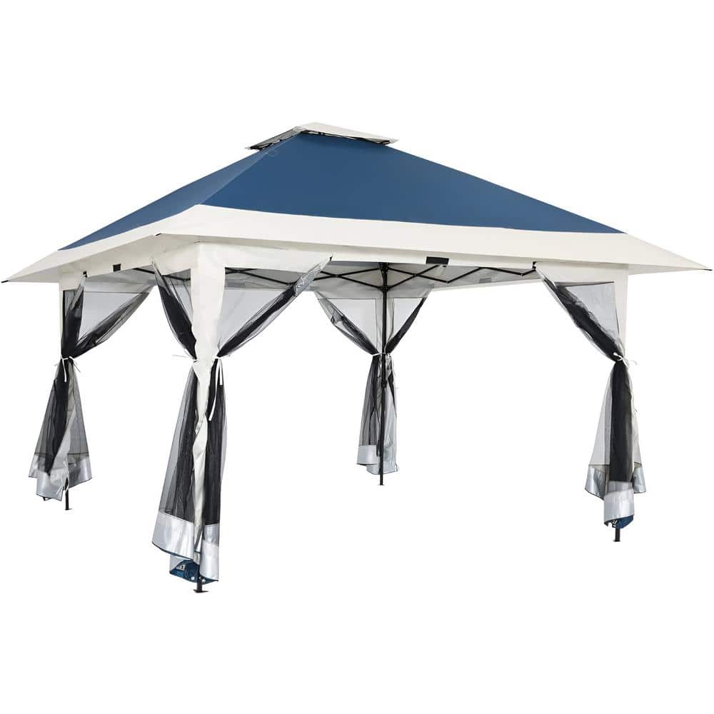 13 ft. x 13 ft. Navy Instant Pop Up Gazebo Canopy Tent Height Adjustable wi
